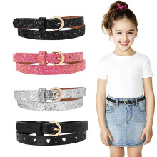 (4PC-A, 80cm(31.5Inch)) Jasgood 4/3 Pack Kids Belt Fashion Glitter Belt, Cute Shiny Pu Leather Belt For Girls And Boys