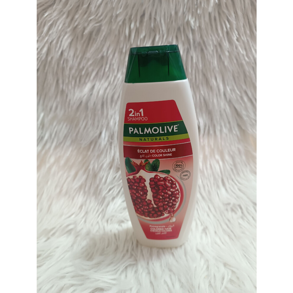 Palmolive Color Shine Shampoo For Colored Hair, 100% Natural Ingredients, Pomegranate Shampoo 380Ml 2in1