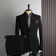(XL) Black Double Buckle (suit trousers) Pants Large Suit Suit Men's Four Seasons Casual Business Dress Fashion Slim Wedding Groomsman Dress Suit Men's Wea
