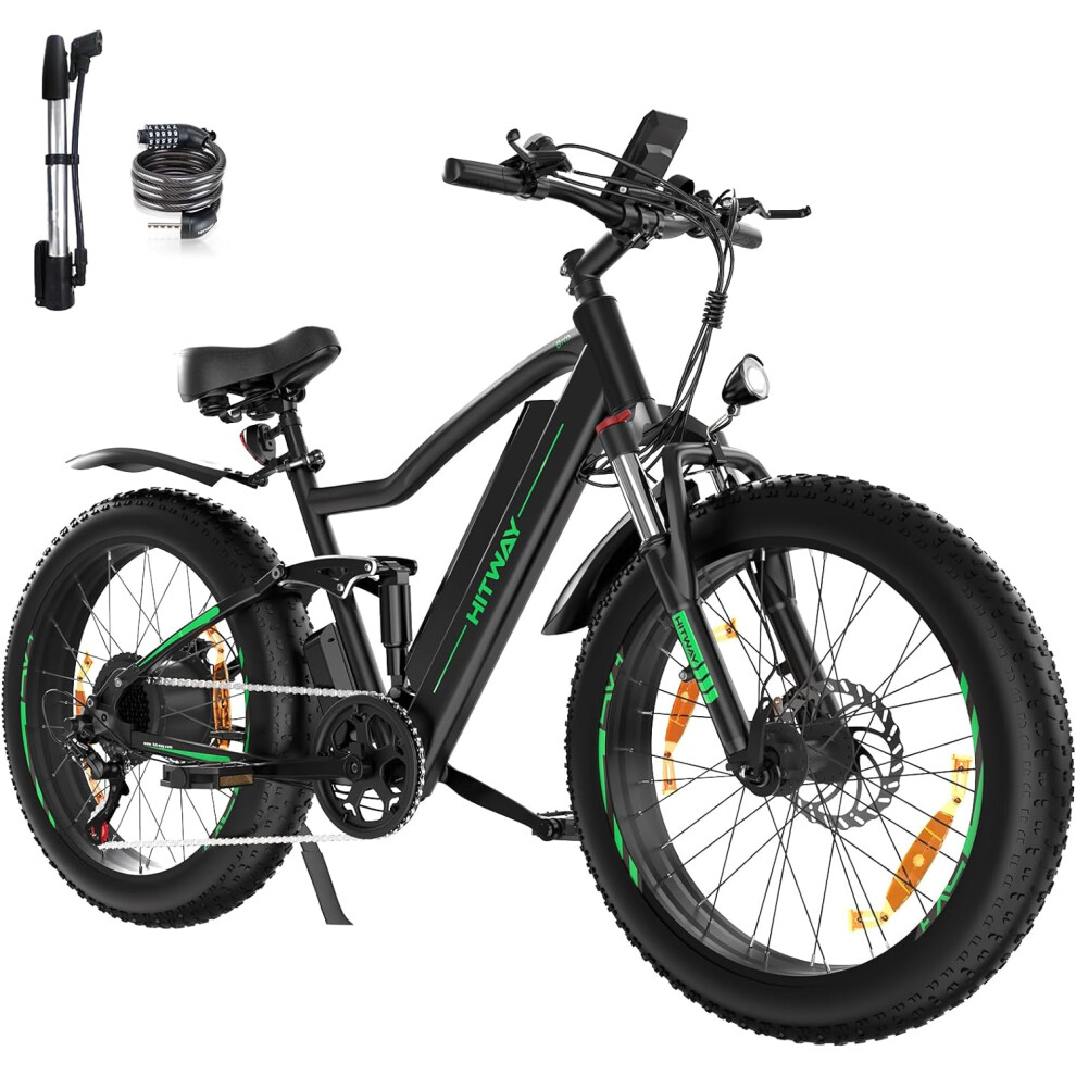 HITWAY 26" 4.0 Fat Tire Electric Bike,Electric Bicycle 55-80km,7 Speed