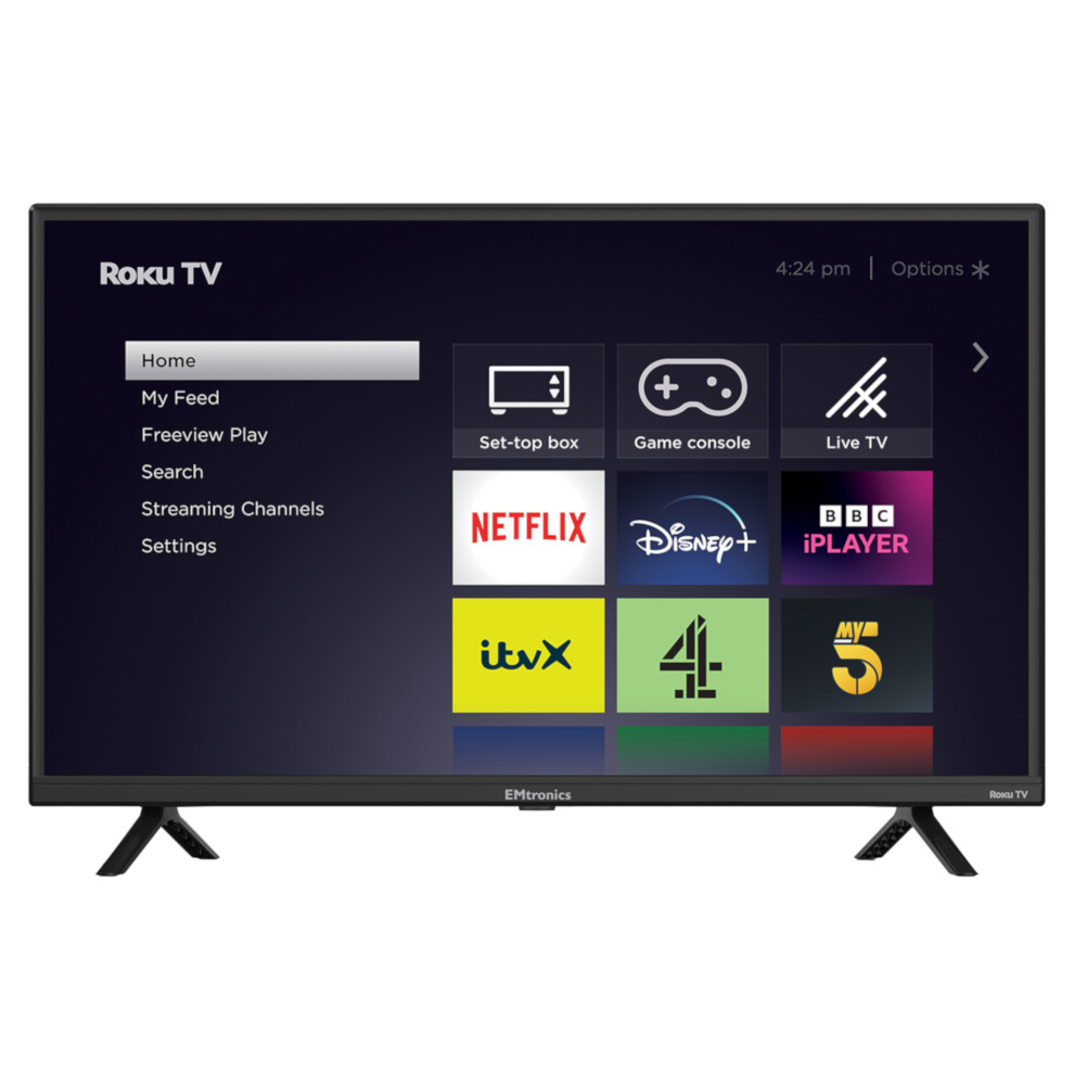 Emtronics 32-Inch Roku Smart Tv - Hd Ready, Freeview Play, 150,000+ Movies & Apps, Alexa/Google Home Compatible, 16W Audio