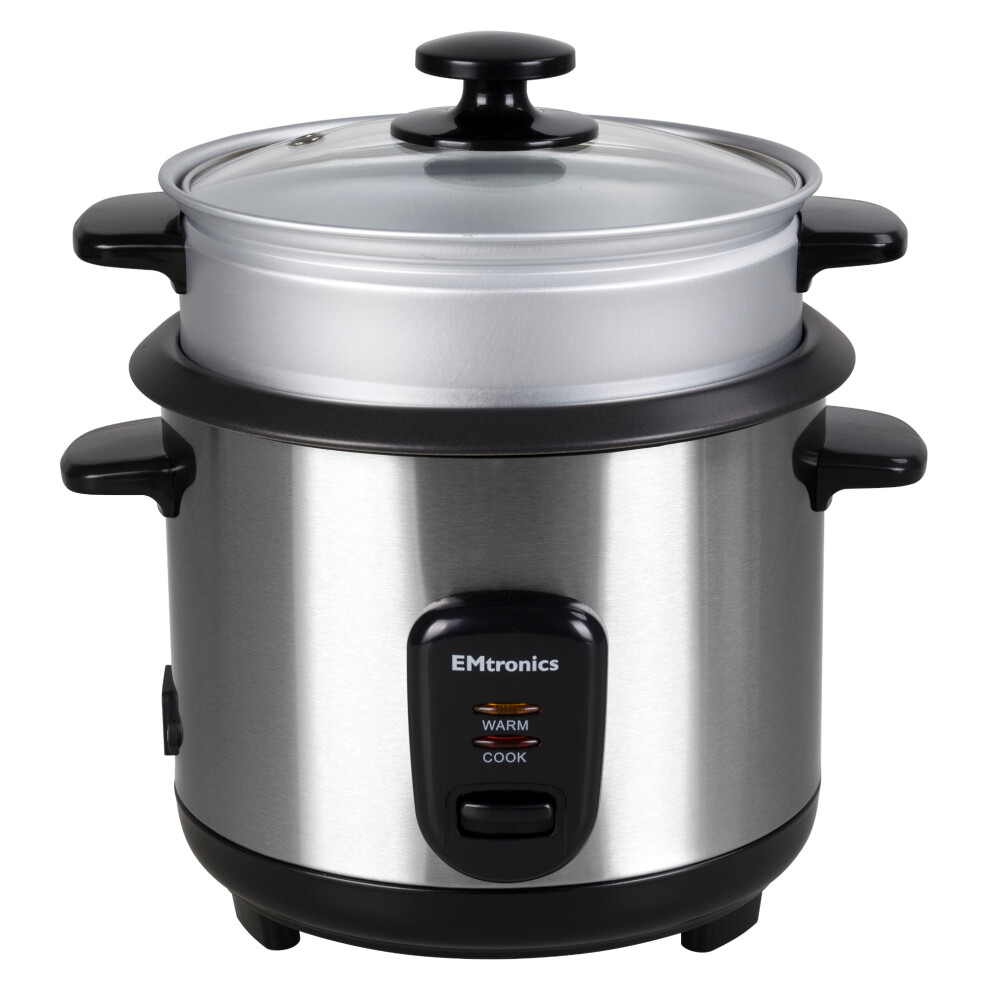 (Stainless Steel, 1.8 Litre) EMtronics Rice Cooker / Veg Steamer 0.6 to 1.8 Litre - Stainless Steel