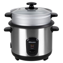 (Stainless Steel, 1 Litre) EMtronics Rice Cooker / Veg Steamer 0.6 to 1.8 Litre - Stainless Steel