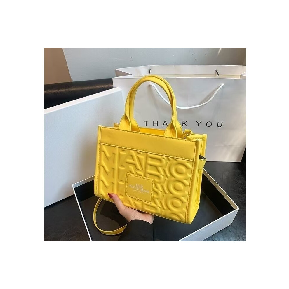 (Yellow) Women's handbags New embossed design tote tote bag large capacity bag briefcase
