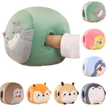 (Green Hamster) Hand Warmer Pillow Insert Hand Cover Girls Cute Plush Hand Cover Student Nap Pillow Lie Down Pillow Office Winter