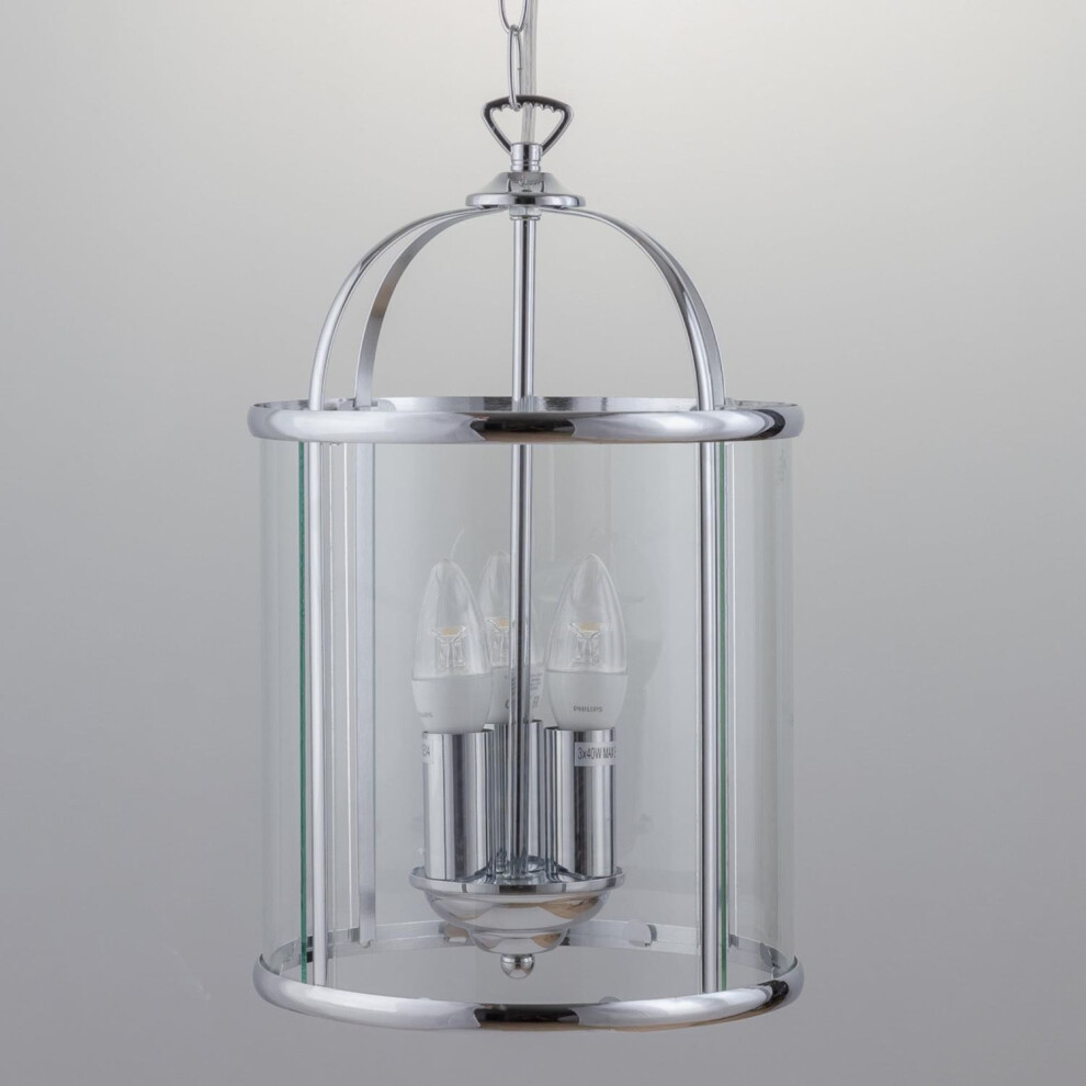 Polished Chrome 3 Light Lantern Style Pendant