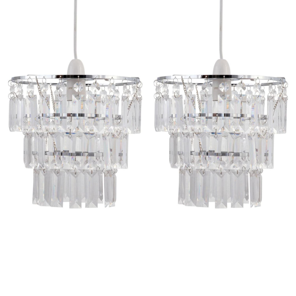 Set of 2 Three Tier Acrylic Crystal Light Shades