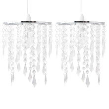 Set of 2 Chrome & Clear Jewels Light Shades