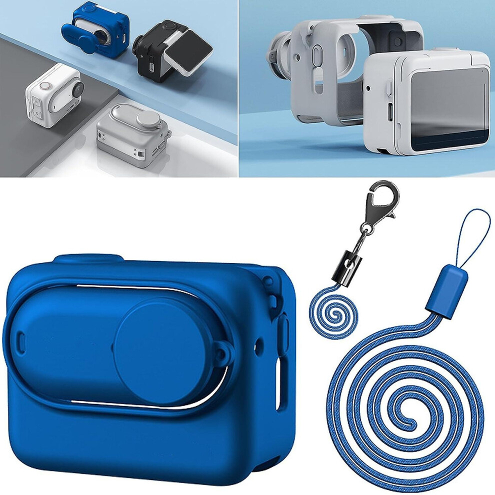 (Blue) Silicone Case For Insta360 Go 3 Action Camera, All-Around Full Protective Cover Case With Lanyard Blue 5413368016203