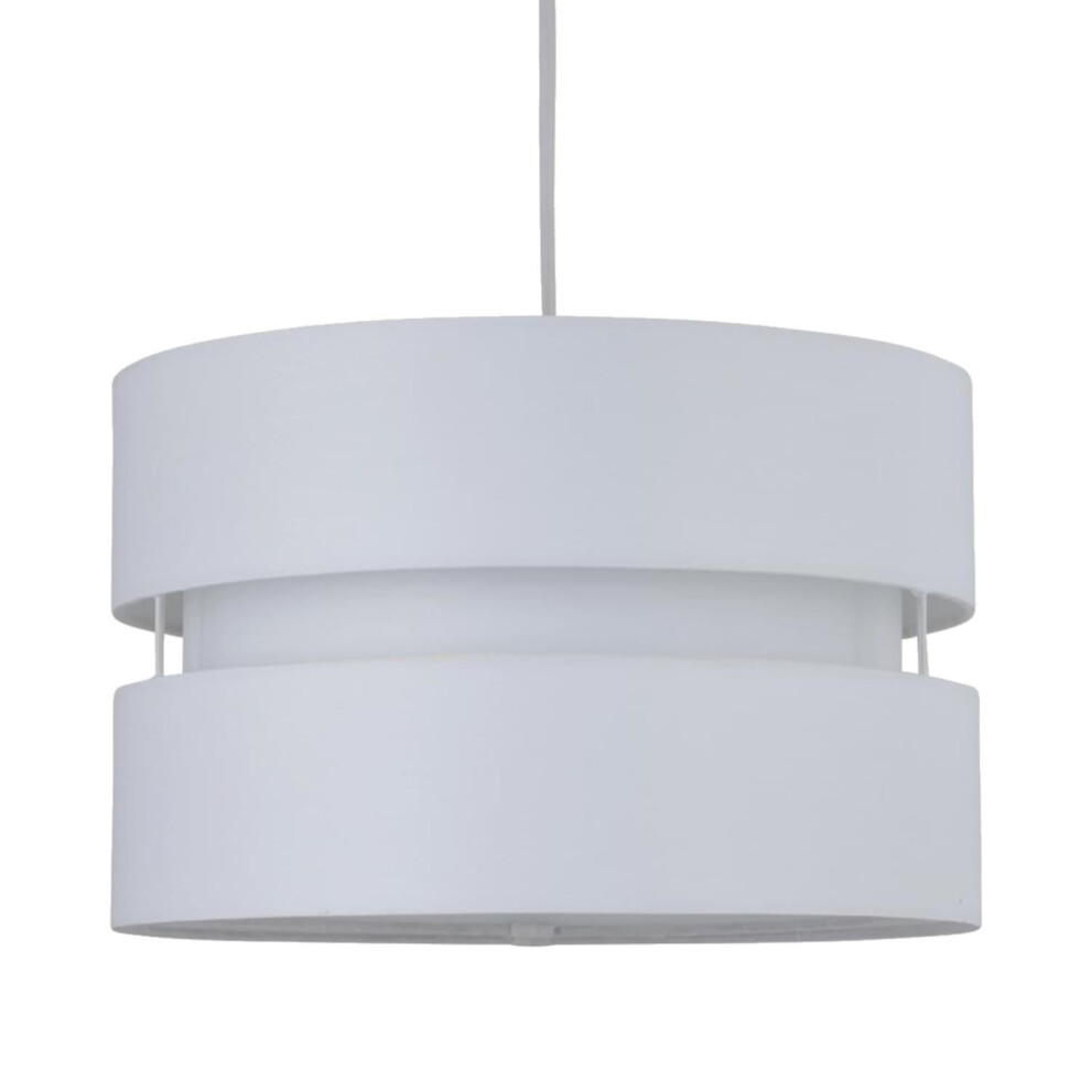 White Layered Easy Fit Drum Light Shade