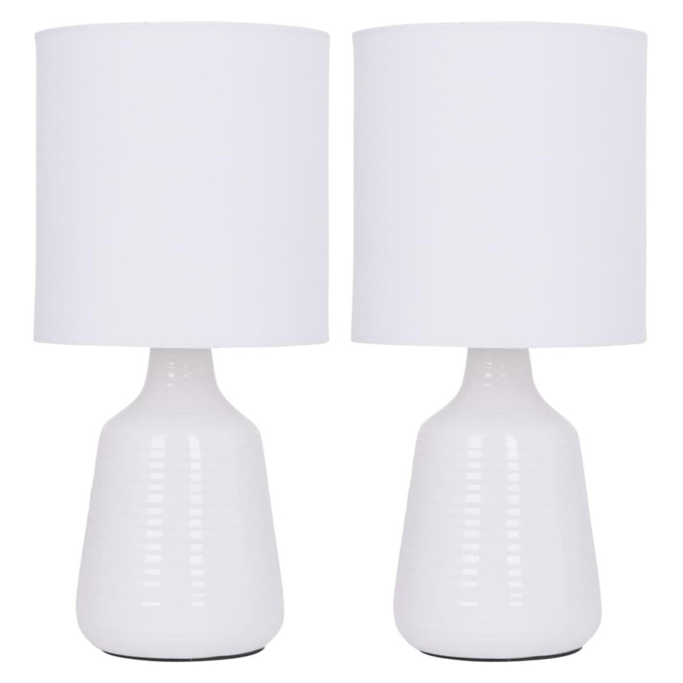 Set of 2 Ripple 29cm White Lamps