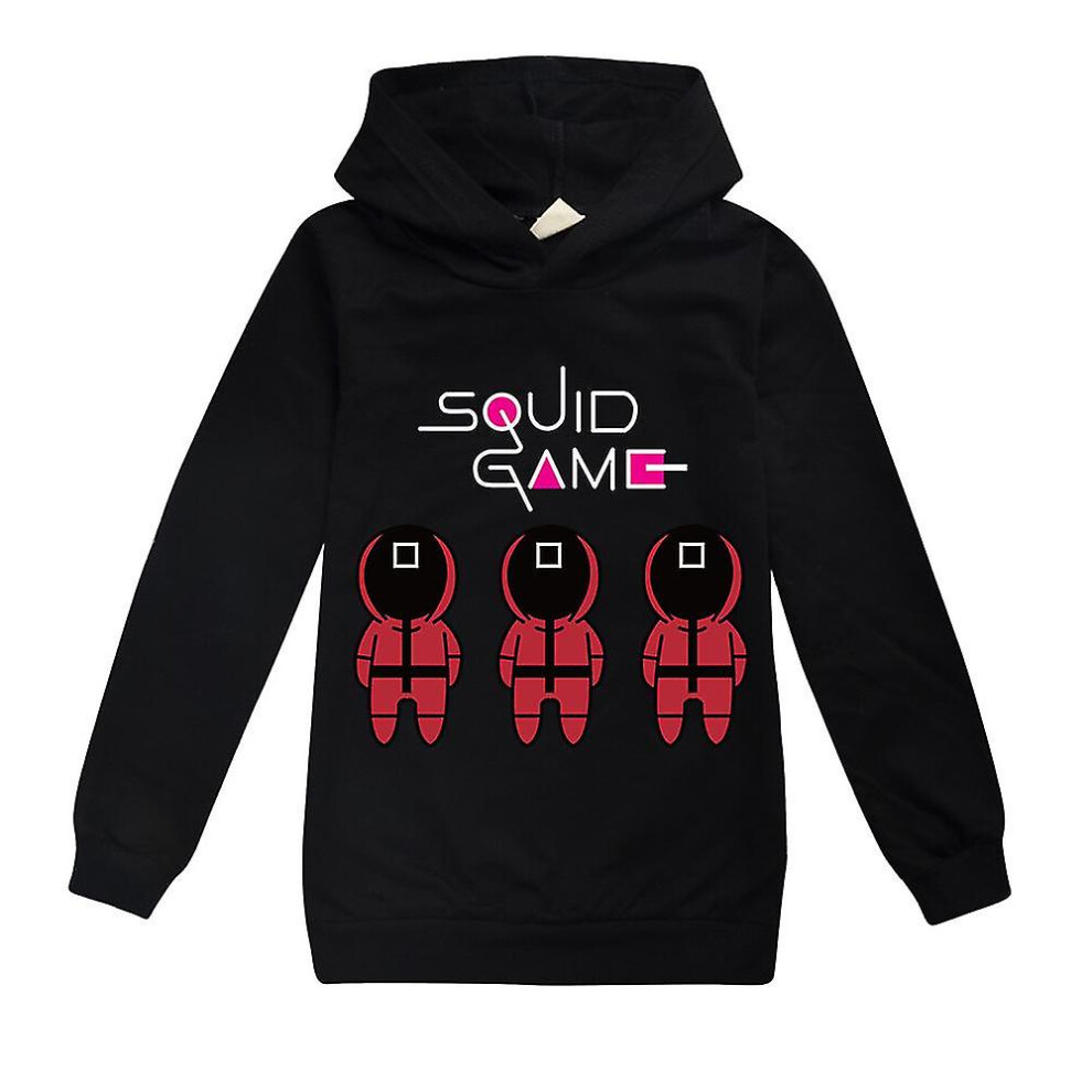 (Black, 9-10 Years) Squid Game Kids Boys Hooded Hoodie Pullover Sweatshirt Hoody Jumper Tops123
