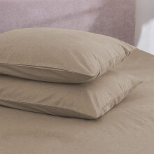 (Beige, Pillowcases Pair) Plain Duvet Quilt Cover Bedding Set & Pillowcases