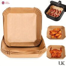 100Pcs Disposable Air Fryer Liners, 16cm Square Greaseproof Sheets - Non-Stick, Oil-Resistant, Heat-Resistant