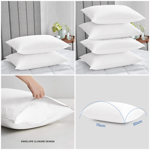 (White) Hotel Quality Pillowcases Pair Plain Dyed Microfiber Multi Colour Pillowcases
