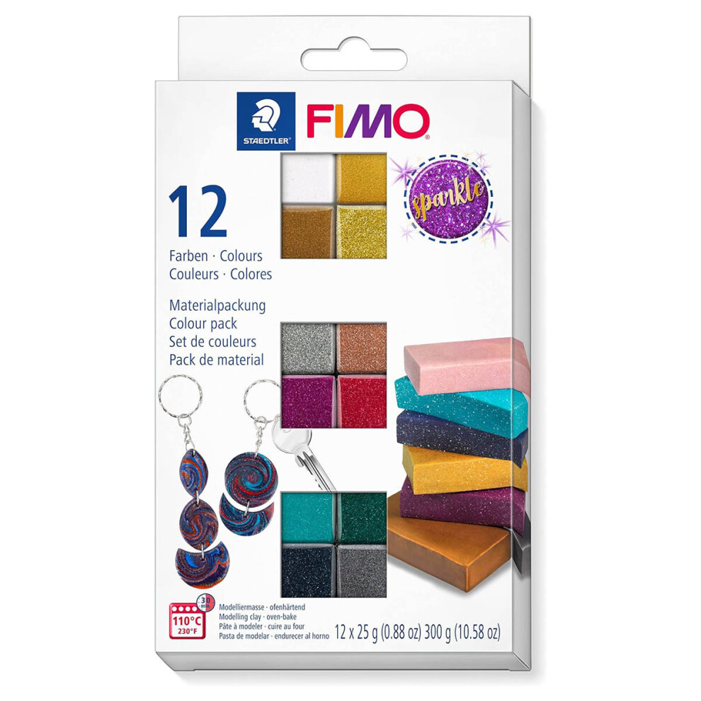 FIMO effect colour pack 12 half blocks - sparkle