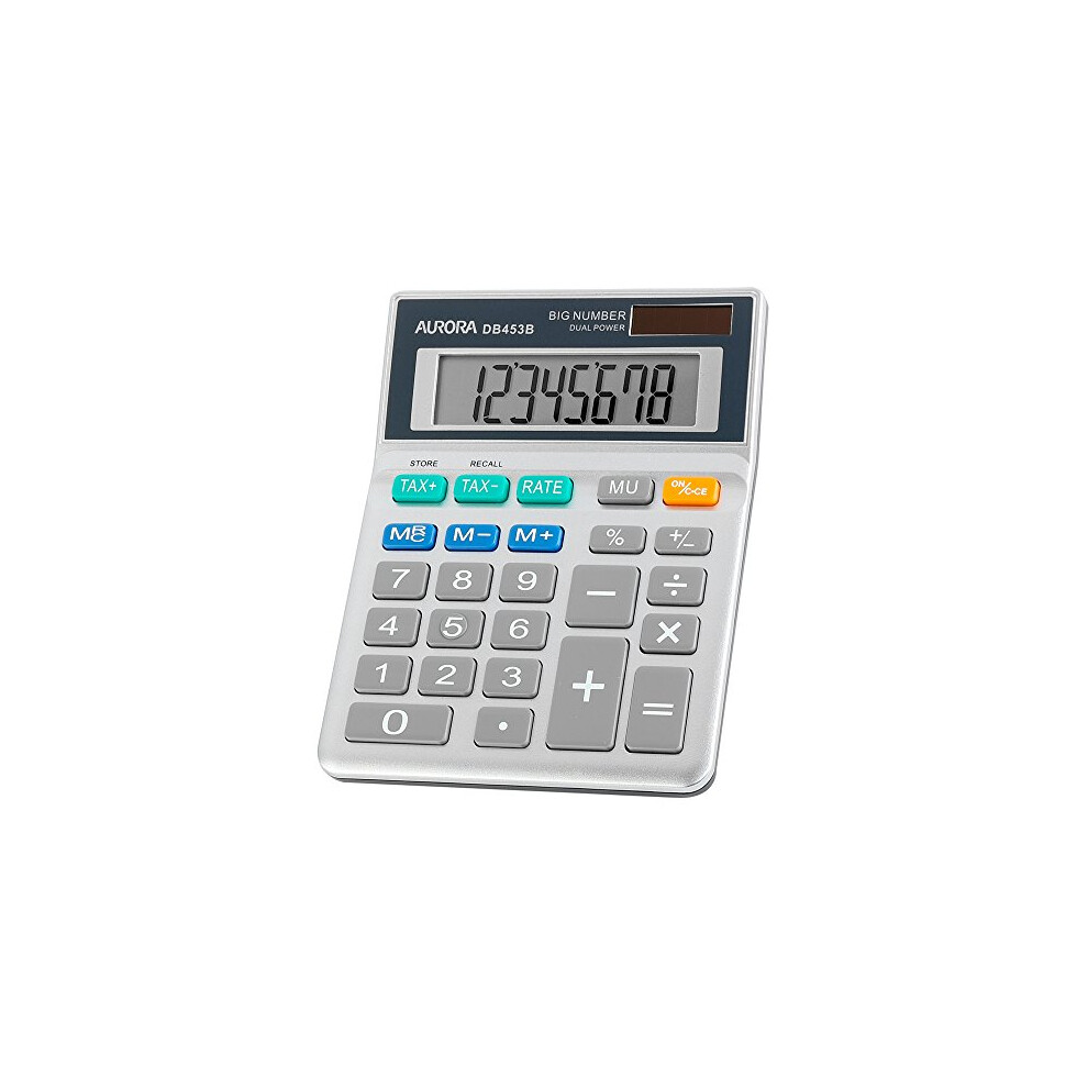 Aurora DB453B Semi Desktop Calculator (With Tax Function), Silver