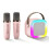 (Pink with 2Mic) K12 Bluetooth Wireless Portable Speaker Multi-function Karaoke with 1-2 Microphone Small Home Ktv Music Player 1