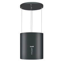 Baridi Island Cooker Hood, Pendant Style, Ø35cm, 3-Speed, Black - DH219