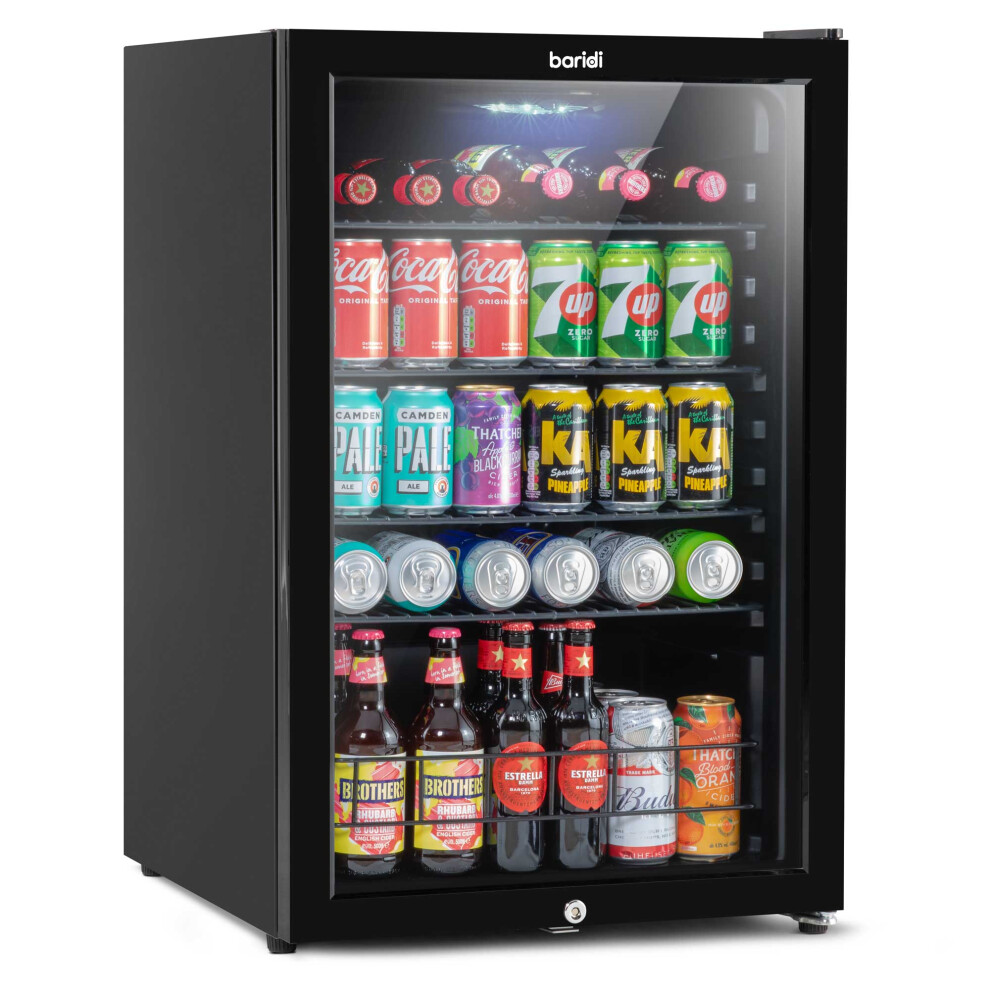 Baridi 115L Under Counter Drinks/Beer & Wine Cooler Fridge with Light, Black - DH223