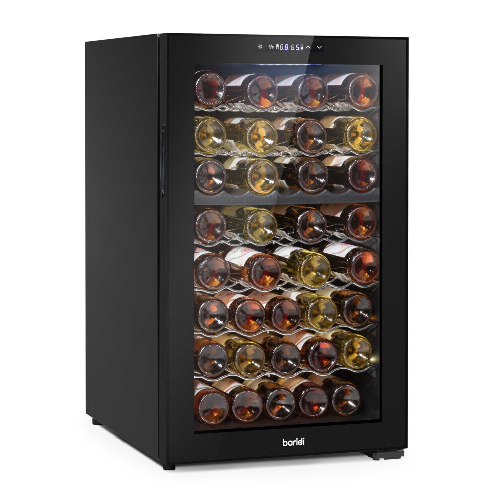 Baridi 52 Bottle Dual Zone Wine Cooler, Fridge, Touch Screen Controls, LED - Black - DH236