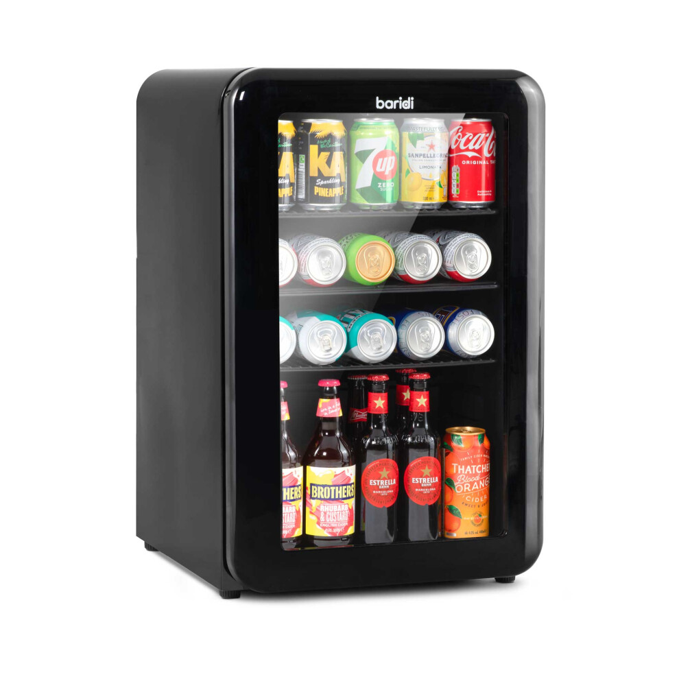 Baridi 70L Under Counter Drinks/Beer & Wine Cooler Fridge, Retro Style, Black - DH222