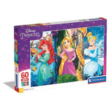 Clementoni-26416-Supercolor Puzzle for children-Princess-60 Maxi Pieces-Disney, ages 4 years plus