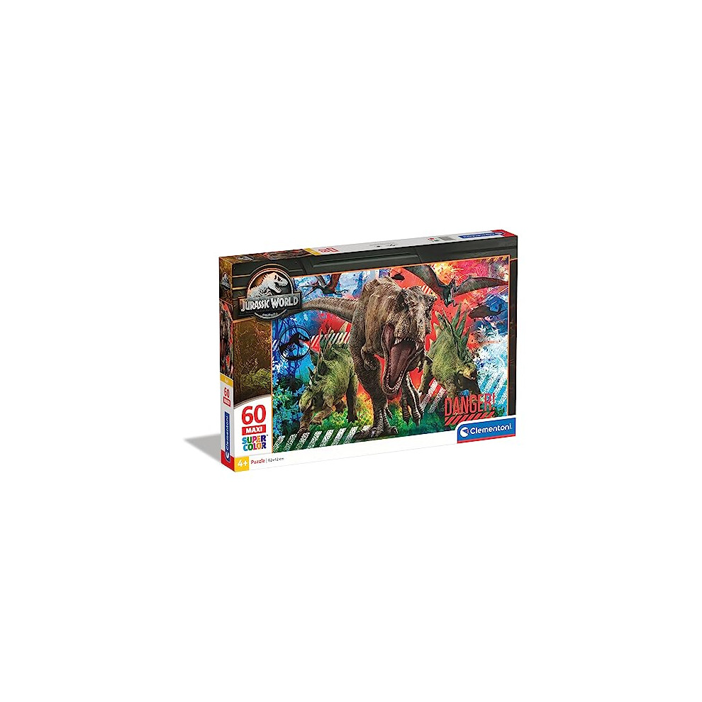 Clementoni - 26456 - Supercolor Puzzle - Jurassic World - 60 maxi pieces - Made in Italy - jigsaw puzzle children age 4 years plus