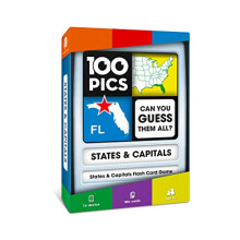 100 PICS US States And Capitals Game - USA Geography Flash Card Quiz, Pocket Puzzles For Adults And Kids Age 8+