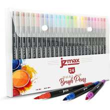 JZMAX Dual Tip Brush Pens Art Supplies Colouring Pens Set- Coloured Pens, Felt Tip Pens- Art Pens for Kids and Adult Colouring Books- Fine Tip for