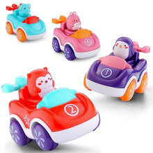 TUUYOOWK Friction Power Car, 4 Pack Toddler Cars Toys, Pull Back Cars for Toddlers 1-3 Year Old Boy Girl's First Birthday Gifts