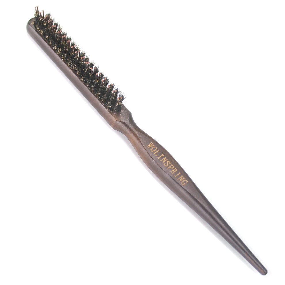 Wolinspring Little Wonder Boar & Tourmaline Nylon Bristle Teasing Brush With Tail Handle For Back Brushing, Back Combing, Creating Volume, Teasing And