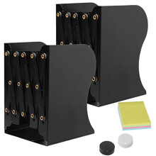 Book Ends, DARUITE Metal Bookends Adjustable Book Ends Expanding Heavy Duty Bookends Book Ends for Book Shelves Desk Organiser Non-Skid Book Holder