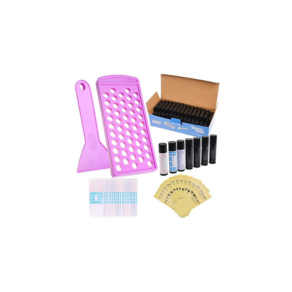 Flush Kind Kind To Your Skin, Kind To Your Planet Black Kare & Kind Lip Balm Filling Tray Kit - 1X Filling Tray, 1X Spatula, 50X Lip Balm Tubes (Black), 50X Writable Sticker (3 Colors), 50X Printed Stickers