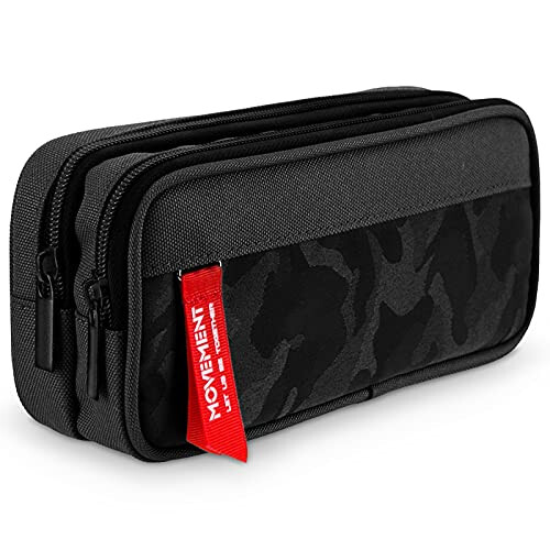 Maomaoyu Large Capacity Pencil Case for Boys and Girls, Lightweight Waterproof Triple Pocket Pencil Cases, Camo Black