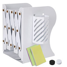 Book Ends,DARUITE Metal Bookends with Detachable Pen Container,Adjustable Non-Skid Heavy Duty Book Stopper, Bookends Holder for Shelves,Book Dividers
