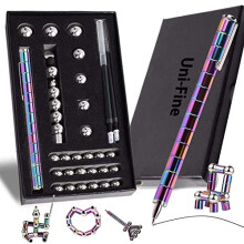 Uni-Fine Fidget Magnetic Pen, 30 Metal Balls Magnet Pen Rinbow Set, Multifunction Writing Pen Fathers Day Gift Funny Stress Relief Pen Suitable for