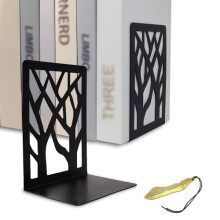 Mgood Book Ends, Metal Bookends, 1 Pair Black Book Ends for Shelves, Non Skid No Rusting Book End, Unique Designs Book Stopper for Home, Office,