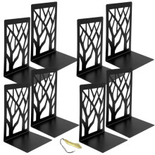 Mgood Book Ends, Metal Bookends, 4 Pair Black Book Ends for Shelves, Heavy Duty Bookend Book Holders for Shelves, Non Skid No Rusting Book End, Unique