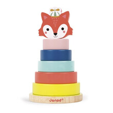 Janod - Baby Forest, Fox Stacker - Wooden Stackable Toy - Early Learning Toy - Develop Fine Motor Skills - Early Years - Multi Colours - From 1 Year