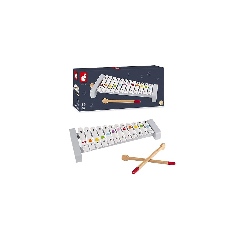 Janod - Confetti Wooden And Metal Xylo - Pretend Play And Musical Awakening Toy - From 2 Years Old, J07604