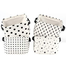 LessMo 4 Pack Storage Baskets, Collapsible Mini Storage Boxes, Canvas Fabric Waterproof Storage Bins made from Cotton and Linen, for Toys, Bathroom,