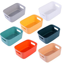 HapiLeap Plastic Storage Boxes, Multiple Colour Organisation Storage Baskets for Kitchen, Cupboard, Office, Bathroom, Toy, Home Tidy Open Storage Bins