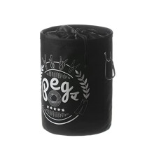 Bepilesto Large Peg Bag Waterproof with Draw String, Hanger Clips Hanging Snap Hook for Outdoor Use Black