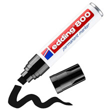 edding 800 permanent marker - black - 1 pen - chisel nib 4-12 mm - for bold markings - waterproof, quick-drying, smear-proof pens - for cardboard,