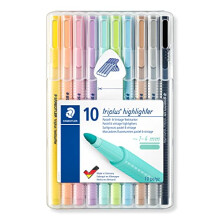 STAEDTLER 362 CSB10 Triplus Textsurfer Highlighter, 1-4mm Line Width - Assorted Pastel Colours (Pack of 10)