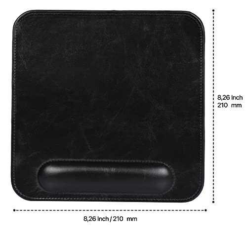 LONDO Leather Mouse Pad with Wrist Rest (Black with Black Stitchings) 1