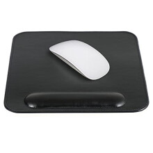 LONDO Leather Mouse Pad with Wrist Rest (Black with Black Stitchings)
