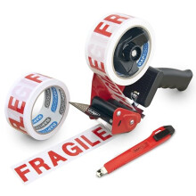 Rapesco 1618 Germ-Savvy Antibacterial, 960 Tape Dispenser with 2 Fragile Packing Tapes & Cutter