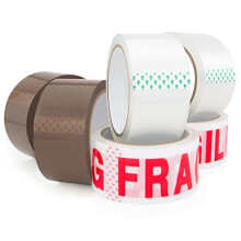 Rapesco 1687 Packing Tape Rolls Variety Pack, 50 mm Wide, Pack of 6 Tape Rolls, 2 x Brown, 2 x Clear, 2 x ?Fragile?